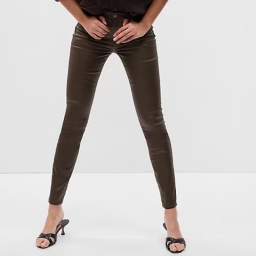 Gap True Skinny Brown Faux Leather  Mid-Rise Jeans Sz 16